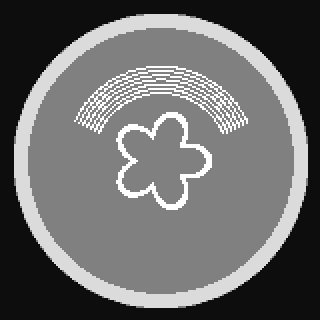 Grayscale PNG heightmap source for a commemorative coin: circular rim, laurel wreath and a central star on a dark field