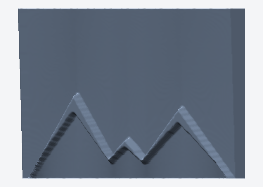 Slate-blue mountain range relief panel rendered in 3D with snow-capped peaks, converted from a grayscale PNG heightmap by png2stl.com